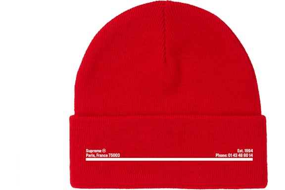 Supreme New Era Shop Beanie Red Paris