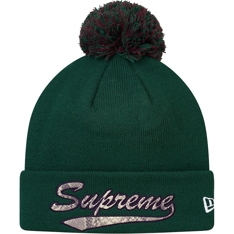 Supreme New Era Snake Script Beanie Dark Green - FW17 - US