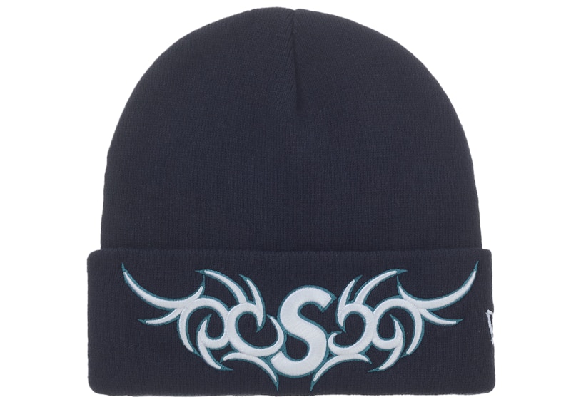 Pre-owned Supreme New Era Tribal S Logo Beanie In Navy Blue