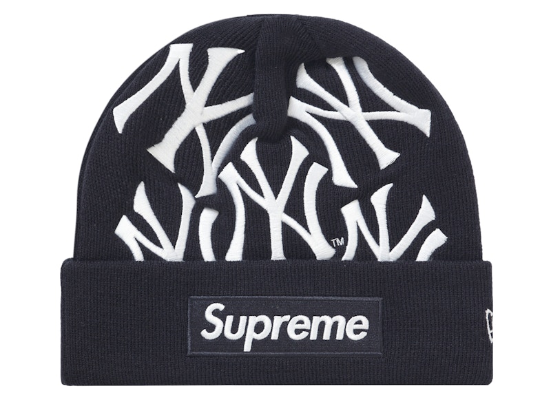 パリ で 買う New York Yankees Box Logo Beanie NAVY ニット帽