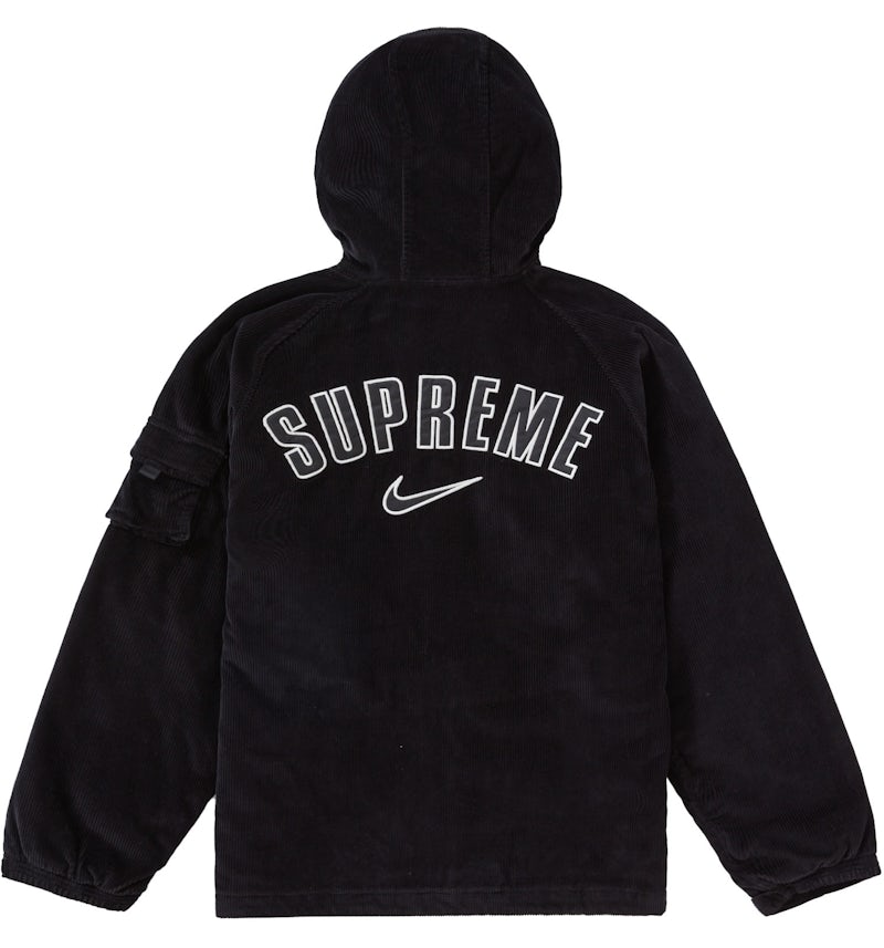 Supreme Nike Arc Corduroy Hooded Jacket Black Men's SS22 US