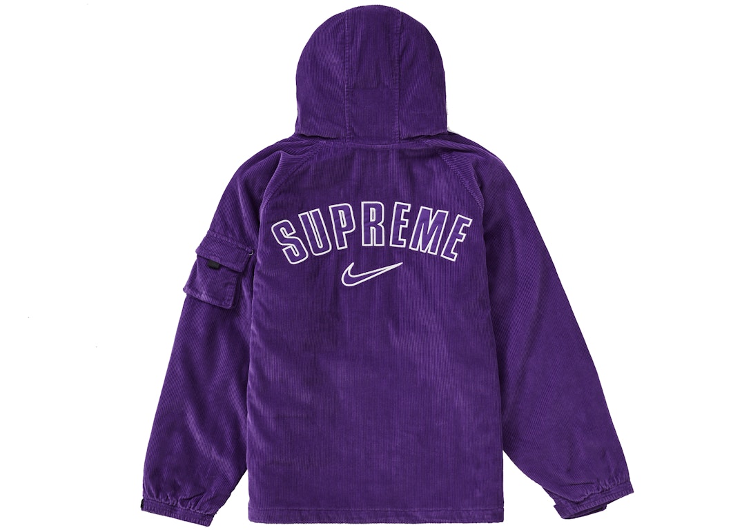 Pre-owned Supreme Nike Arc Corduroy Hooded Jacket Purple