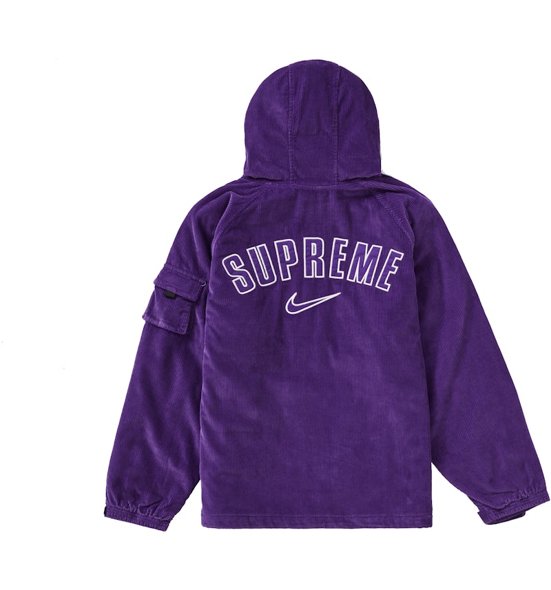 Veste à capuche Supreme Nike velours côtelé violet Homme de la