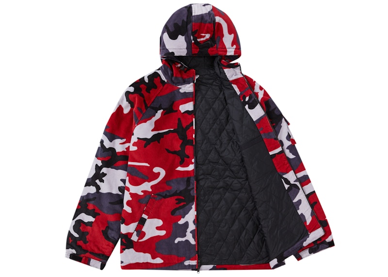 Supreme Nike Arc Corduroy Hooded Jacket Red Camo