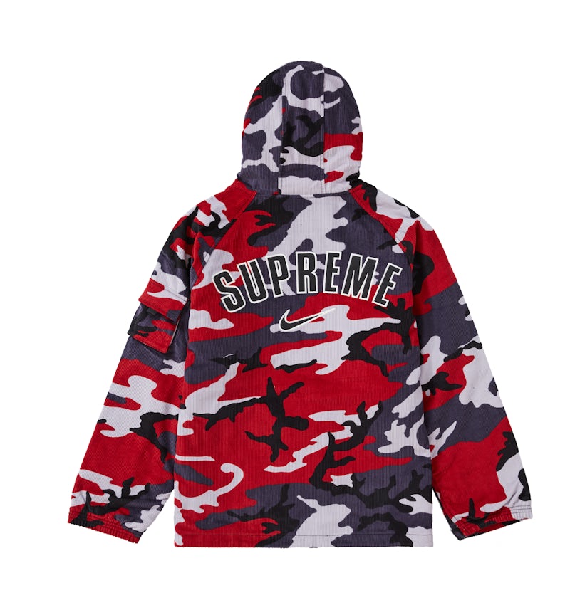 Supreme Nike Arc Corduroy Hooded Jacket Red Camo Men's SS22 US