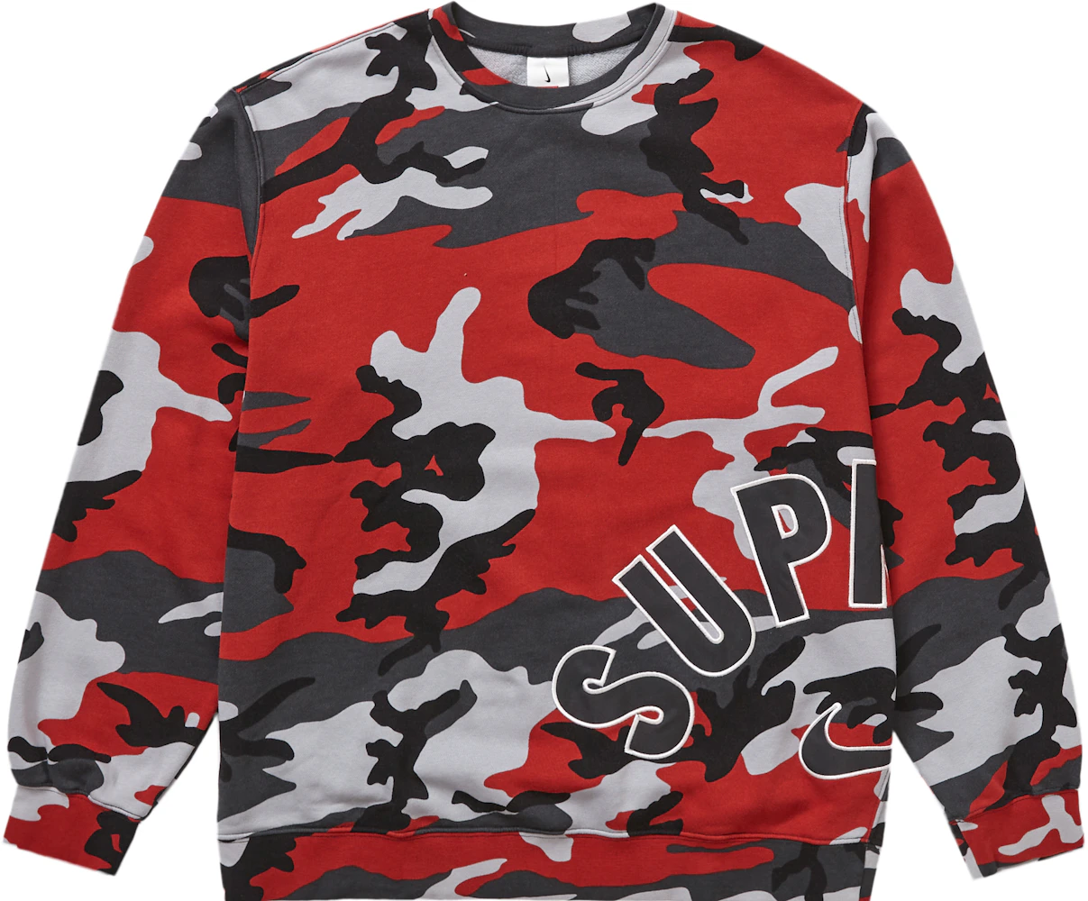 SUPREME/ NIKE ARC CREWNECK RED CAMO/ SIZE LARGE SS22 WEEK 14/ (IN HAND  AUTHENTIC