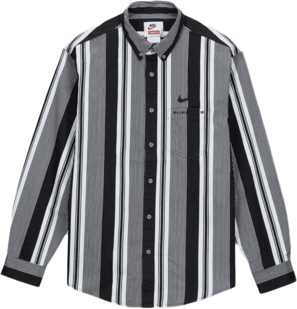 Supreme Nike Cotton Twill Shirt Black Stripe Men's - SS21 - GB