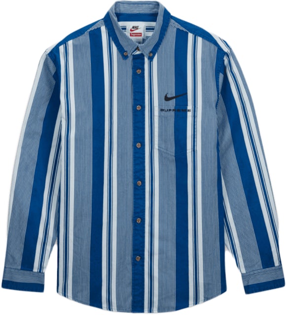 Supreme Nike Cotton Twill Shirt Blue Stripe Men's - SS21 - GB