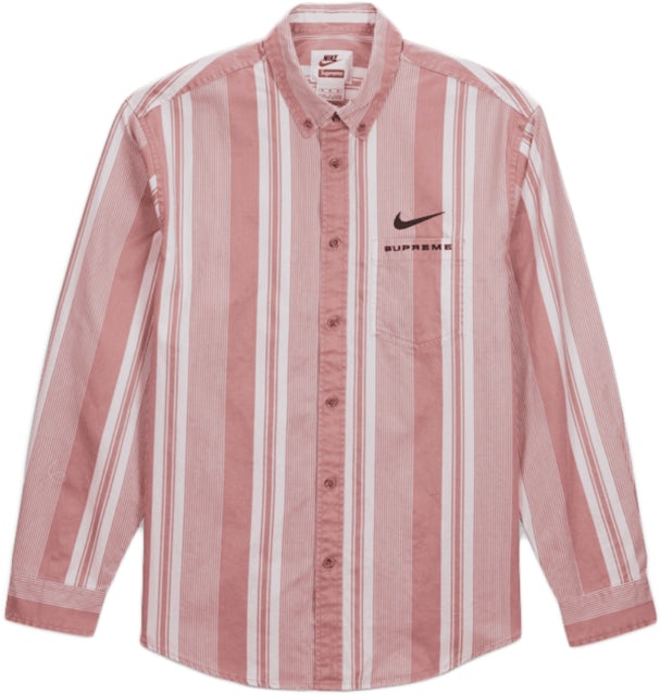 Supreme Nike Cotton Twill Shirt Pink Stripe Men's - SS21 - US