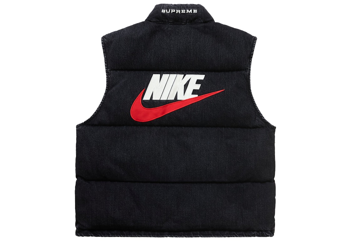 Pre-owned Supreme Nike Denim Puffer Vest Black