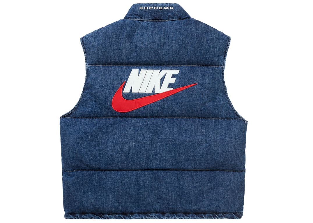 Pre-owned Supreme Nike Denim Puffer Vest Indigo