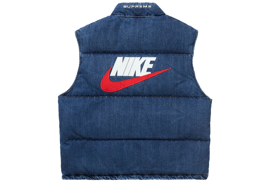 Pre-owned Supreme Nike Denim Puffer Vest Indigo