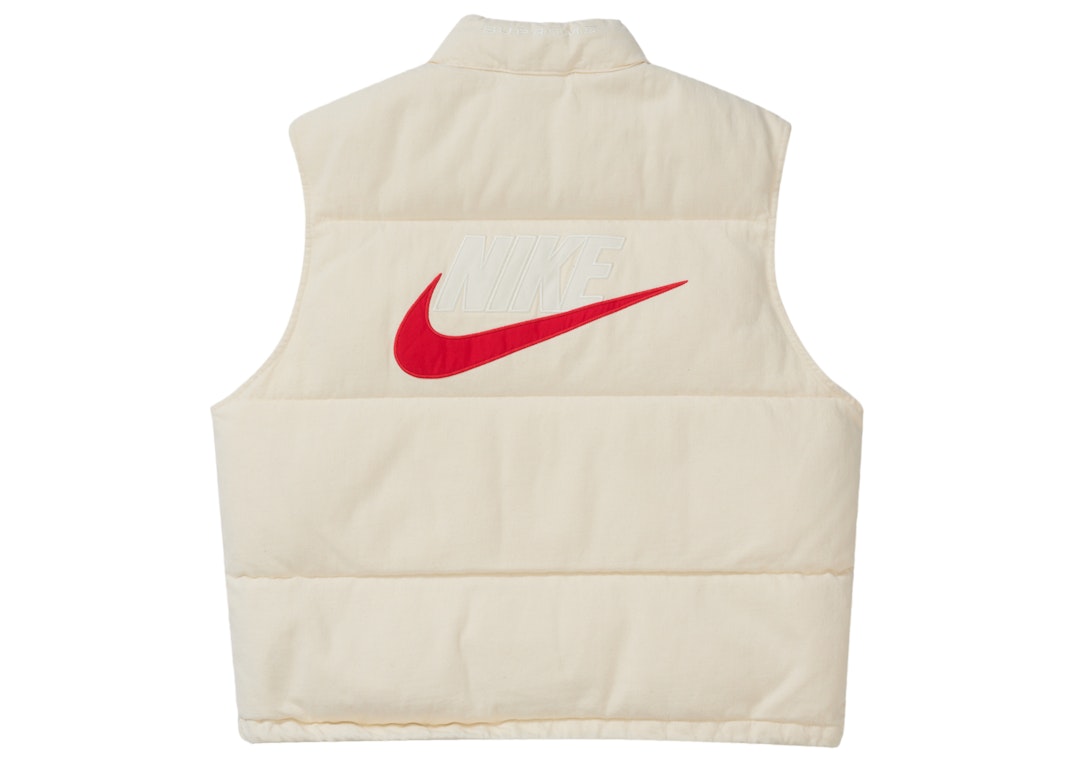 Pre-owned Supreme Nike Denim Puffer Vest Natural