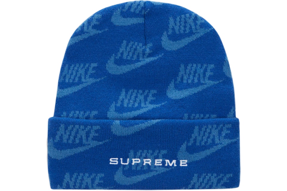 Supreme Nike Jacquard Logos Beanie Blue
