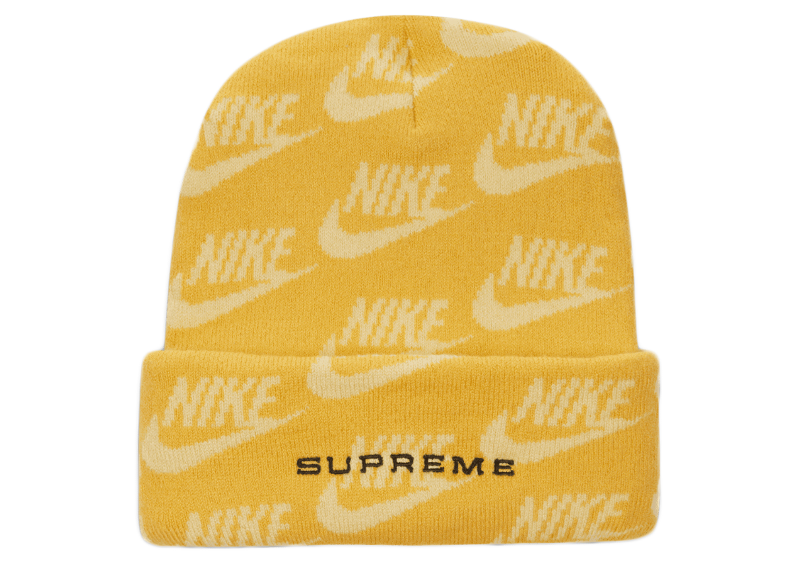 Supreme Nike Jacquard Logos Beanie Pale Yellow SS21 GB