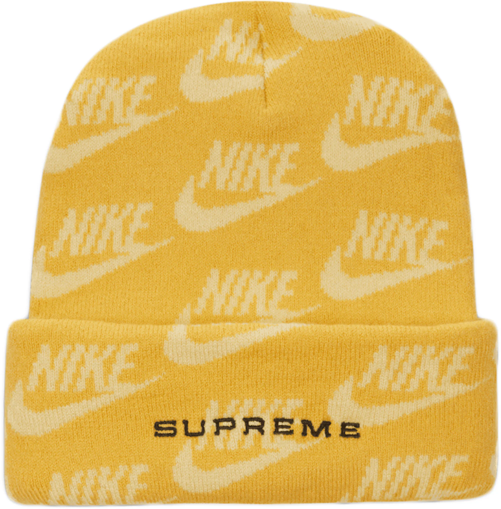 Supreme Nike Jacquard Logos Beanie Pale Yellow