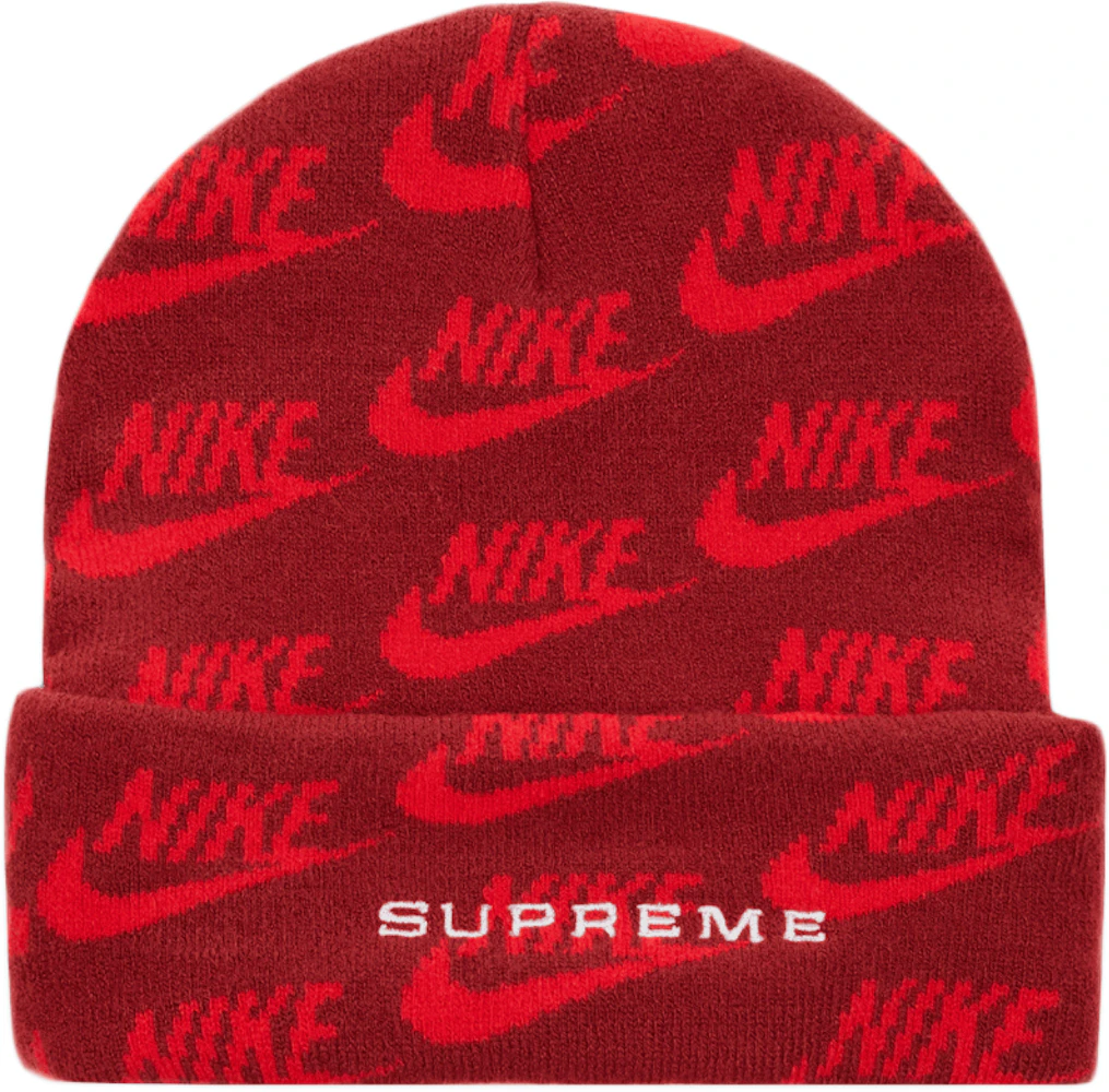 Supreme Nike Jacquard Logos Beanie Red - SS21 - US