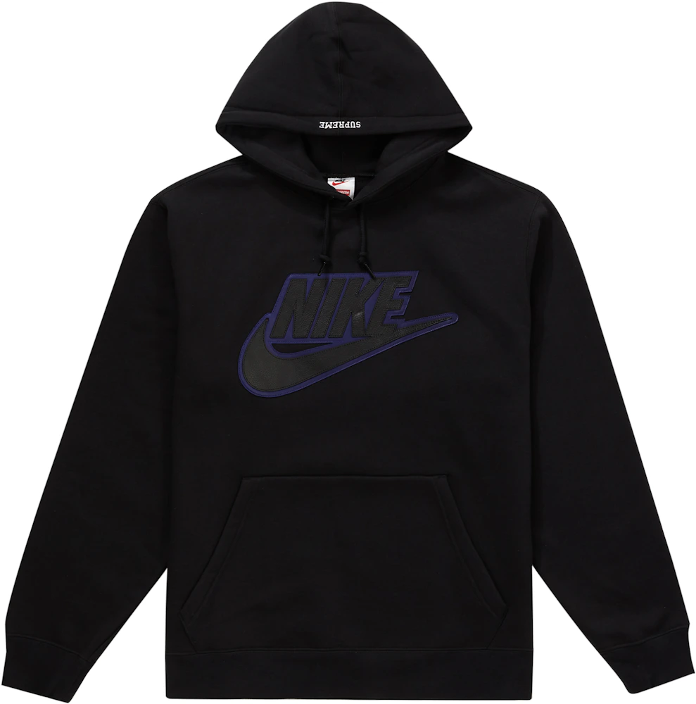 Supreme Nike Leather Applique Hooded Sweatshirt Black Men's - FW19 - US