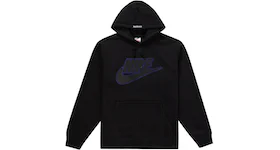 Supreme Nike Leather Applique Hooded Sweatshirt Black