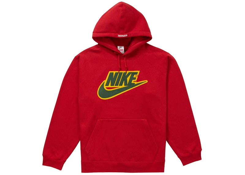 Supreme Nike Leather Applique Hooded Sweatshirt Red Men's - FW19 - US