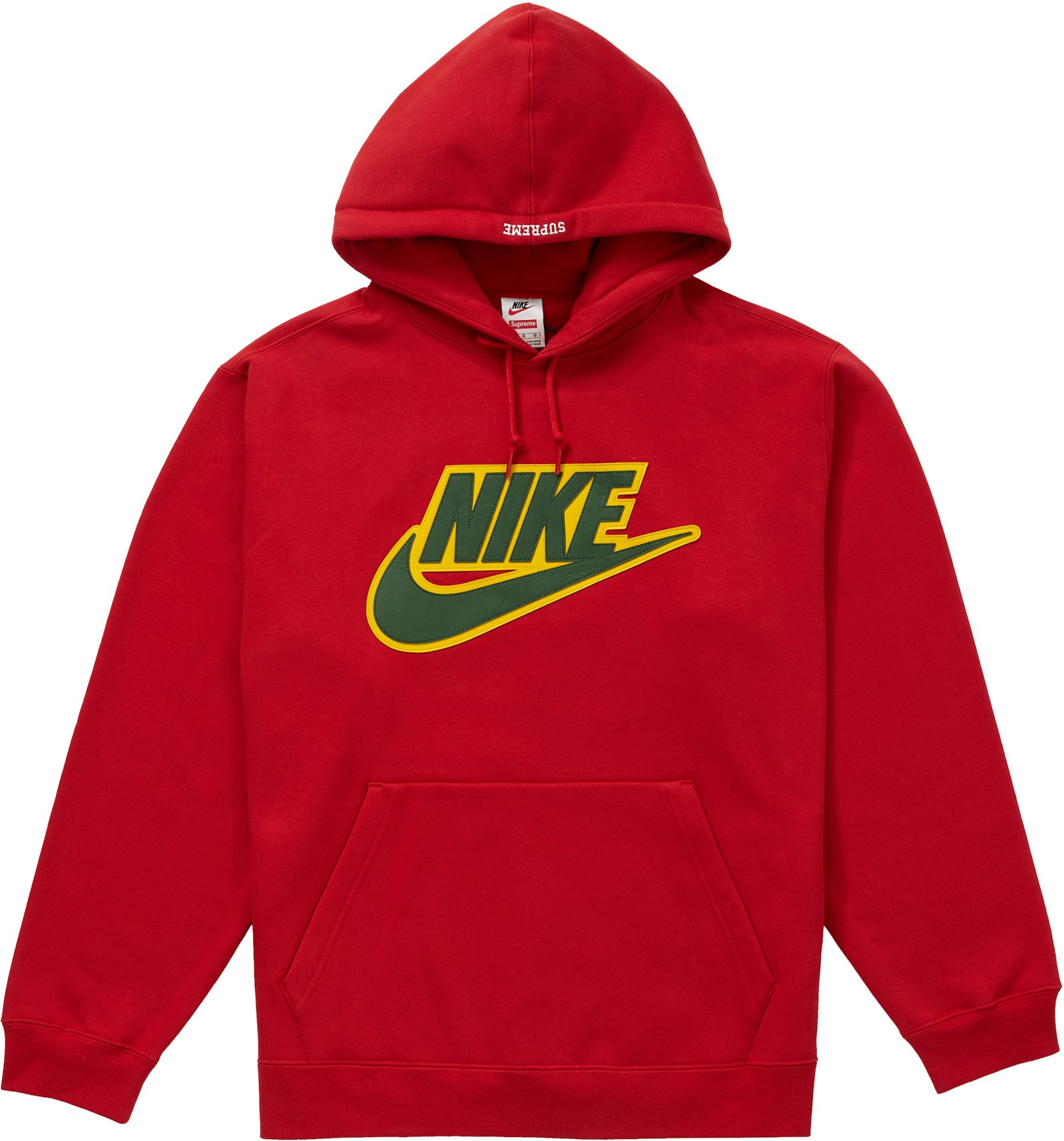 groot Door Kietelen Supreme Nike Leather Applique Hooded Sweatshirt Red - FW19 Men's - US