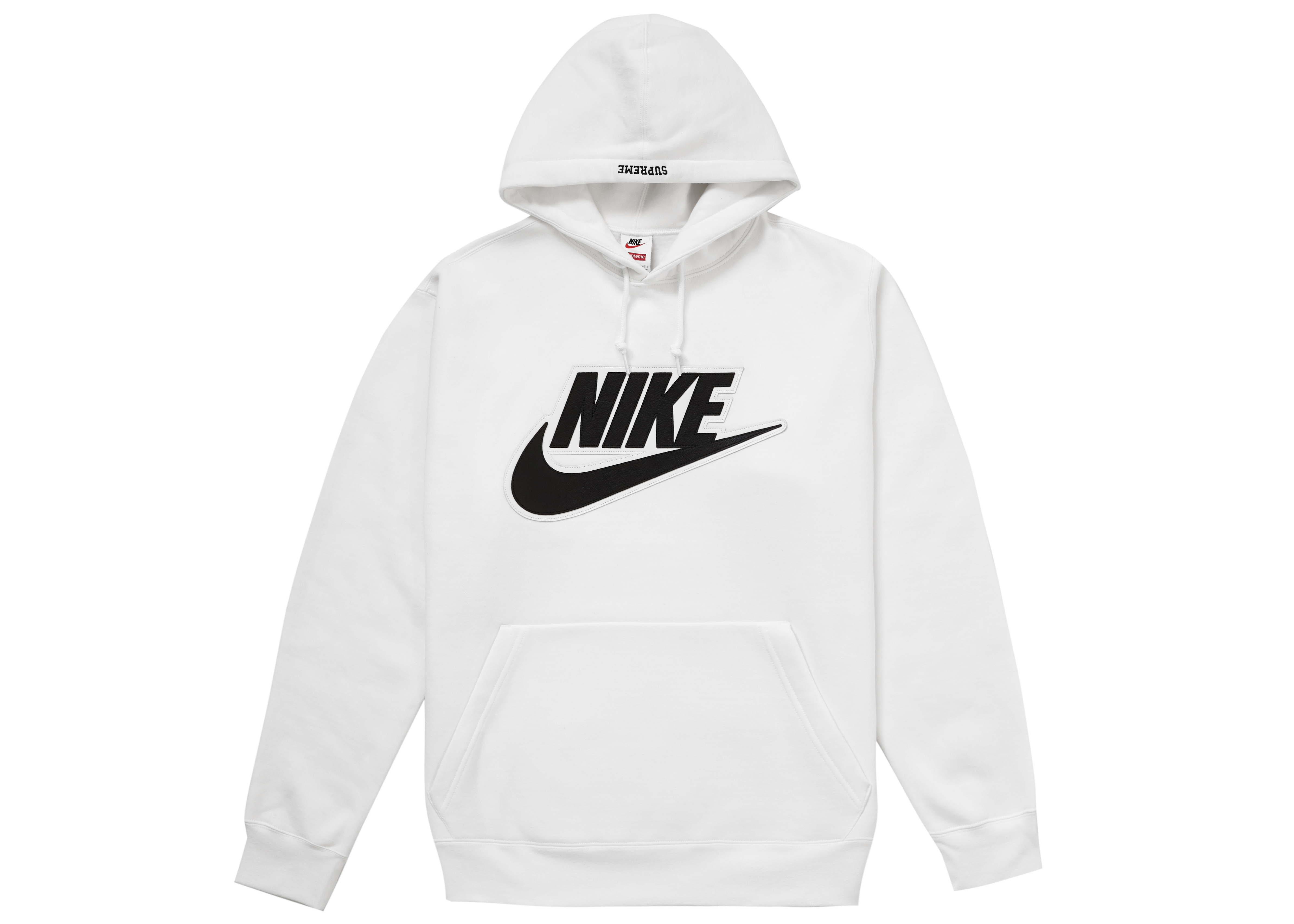 Supreme Nike Leather Applique Hooded Sweatshirt White