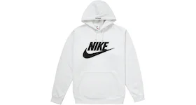 Supreme Nike Leather Applique Hooded Sweatshirt White