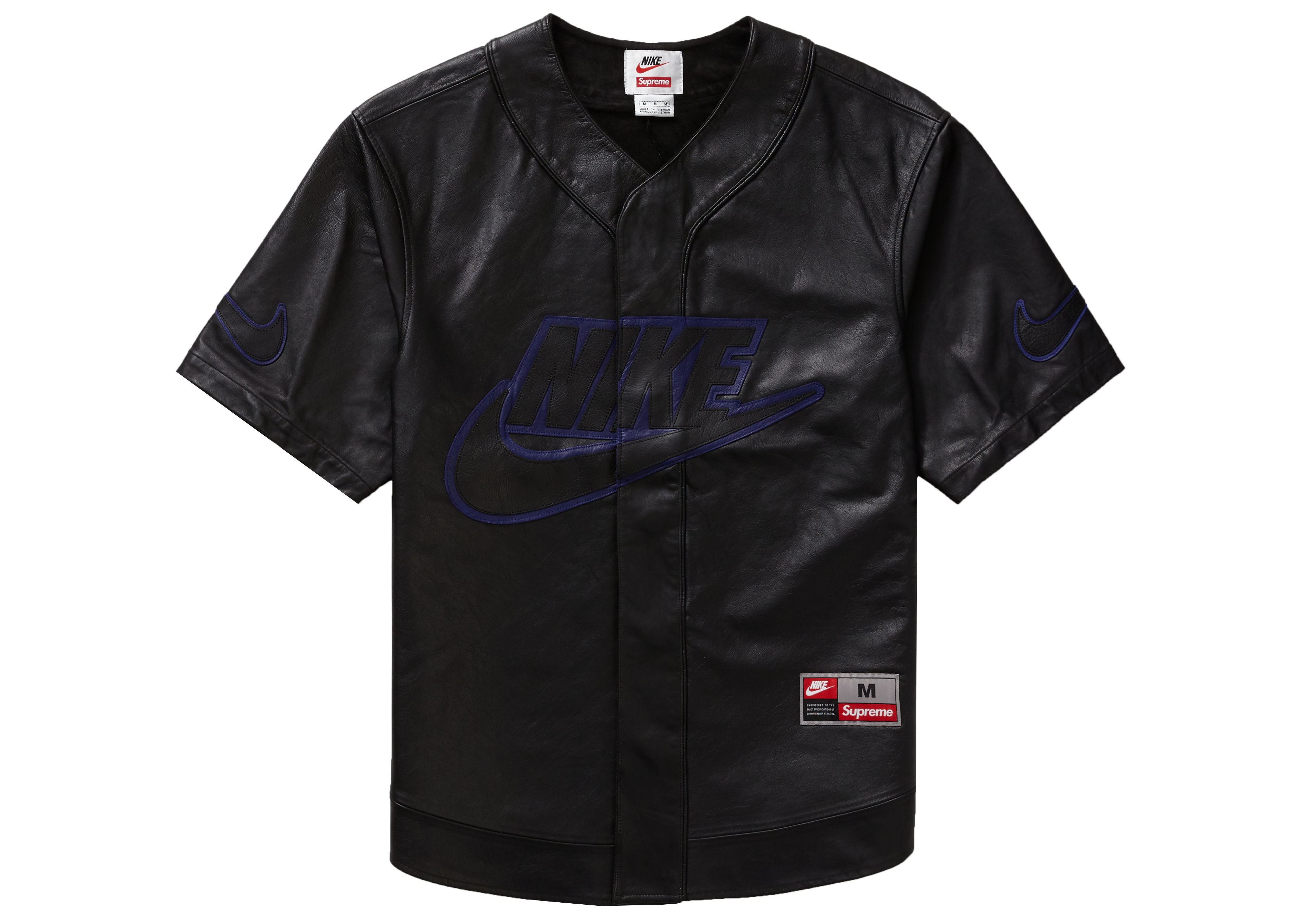 Supreme Nike Leather Baseball Jersey Black
