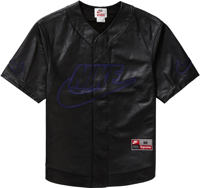 Shop Supreme 2019-20FW Supreme Nike Leather Baseball Jersey FW19 by  BrandStreetStore
