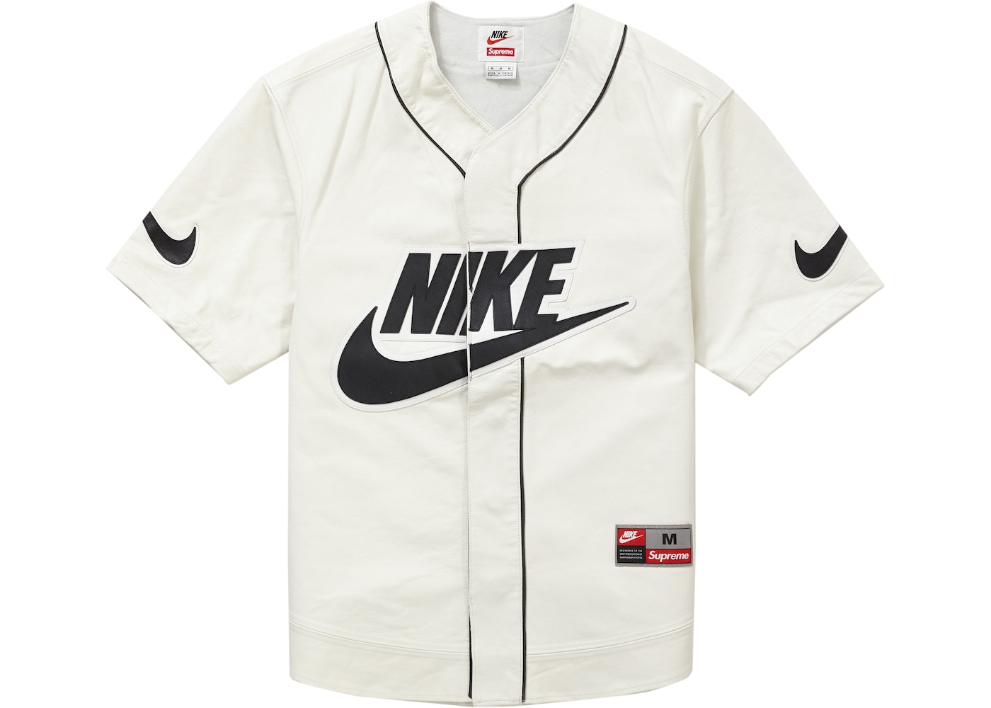 Supreme Nike Leather Baseball Jersey White   FW8