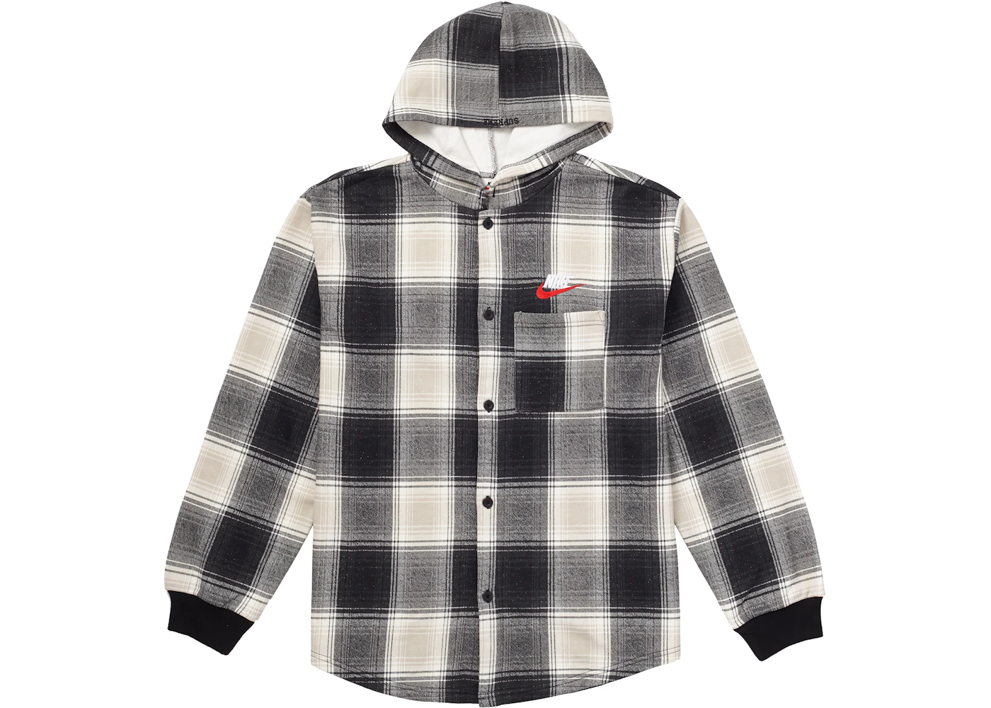 Supreme Nike Plaid Hooded Sweatshirt Black Fw18 Supreme Nike Plaid Hooded Sweatshirt Black Fw18