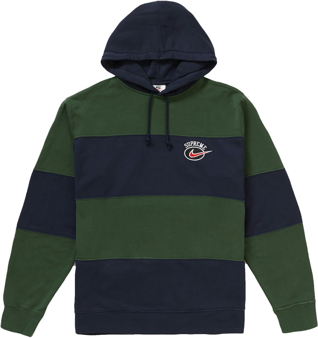 Supreme Nike Stripe Hooded Sweatshirt Navy - SS19