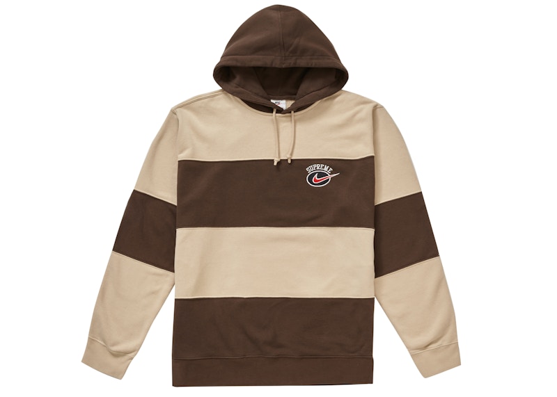 Supreme Nike Stripe Hooded Sweatshirt Tan Men's - SS19 - US