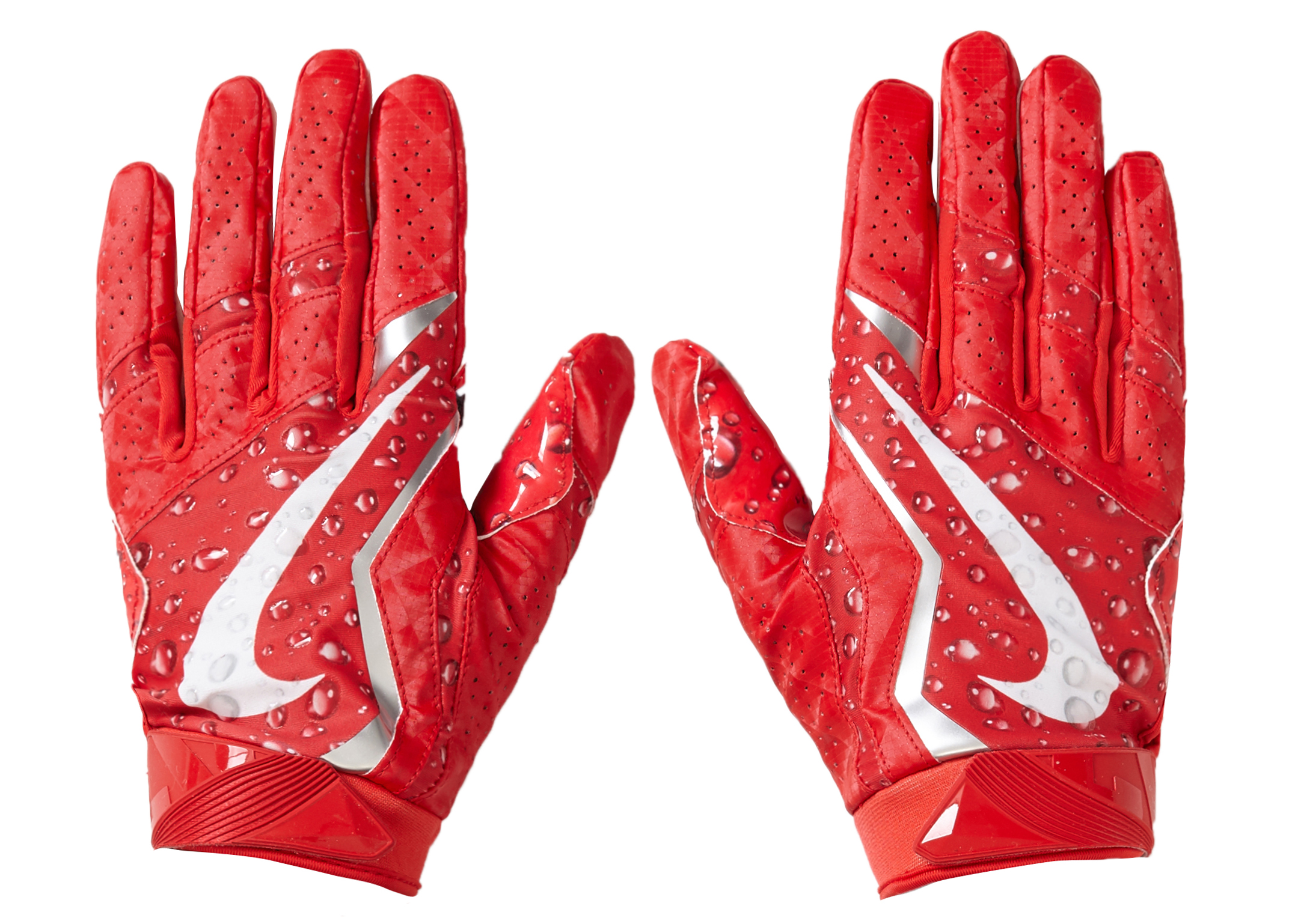 red and white nike football gloves