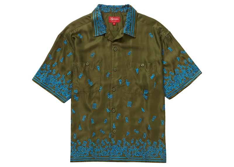 Supreme Nouveau Embroidered S/S Shirt Olive Men's - SS23 - US