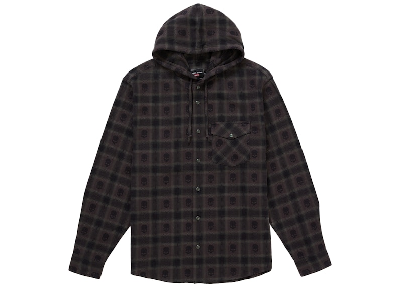 Supreme Number (N)ine Hooded Flannel Shirt Black Men's - FW25 - US