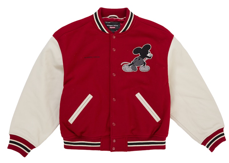 トップス Supreme Number (N)ine Mickey Mouse Supreme Number (N)ine Mickey Varsity Jacket Red Men's - US
