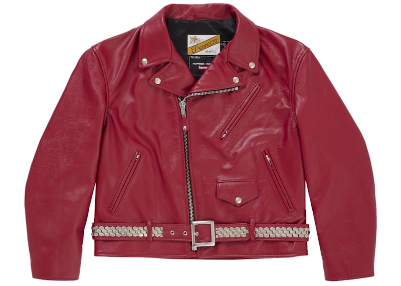 Supreme Number (N)ine Schott Perfecto Leather Jacket Red Men's