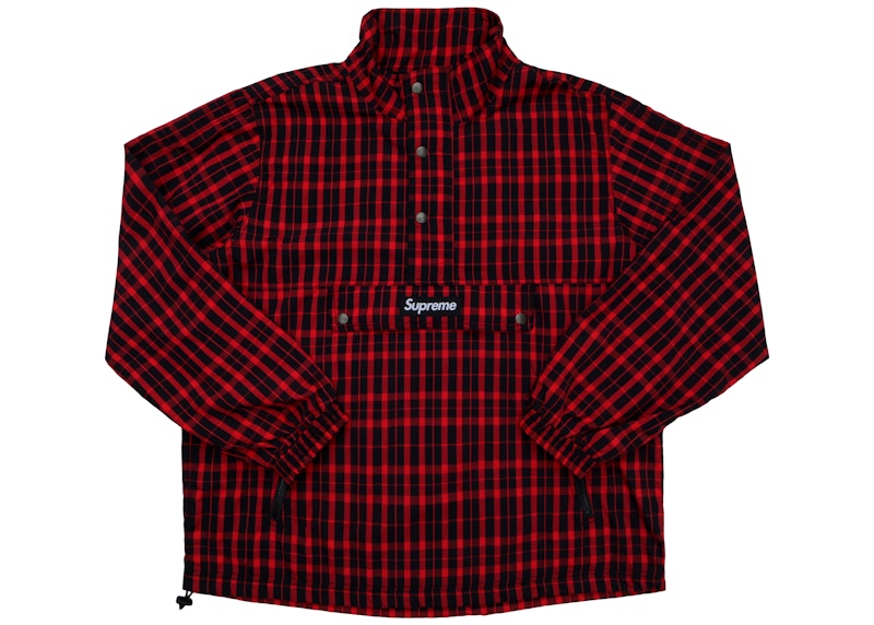 Supreme Nylon Plaid Pullover Red Men's - FW18 - US