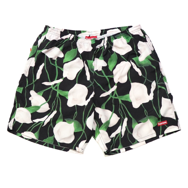 新品Supreme Nylon Water Short Black Floral