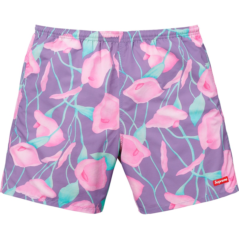 Supreme Nylon Water Short Purple Floral - SS18 男士- TW