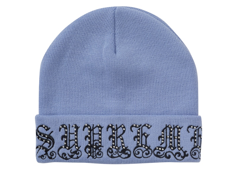 Supreme Old English Rhinestone Beanie Light Slate - SS21 - CN