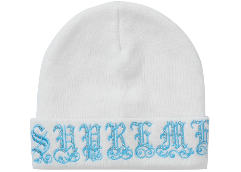 Supreme Old English Rhinestone Beanie White - SS21 - JP