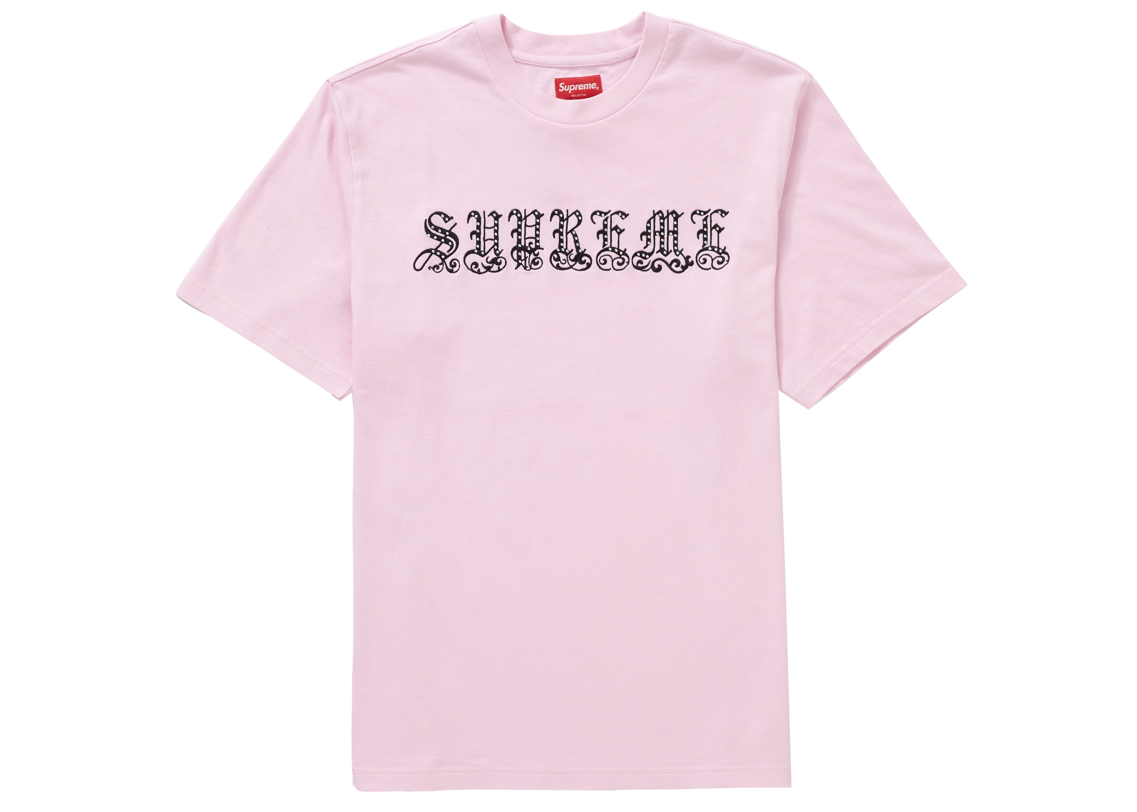 Supreme Old English Rhinestone S/S Top Light Pink Men's - SS21 - US
