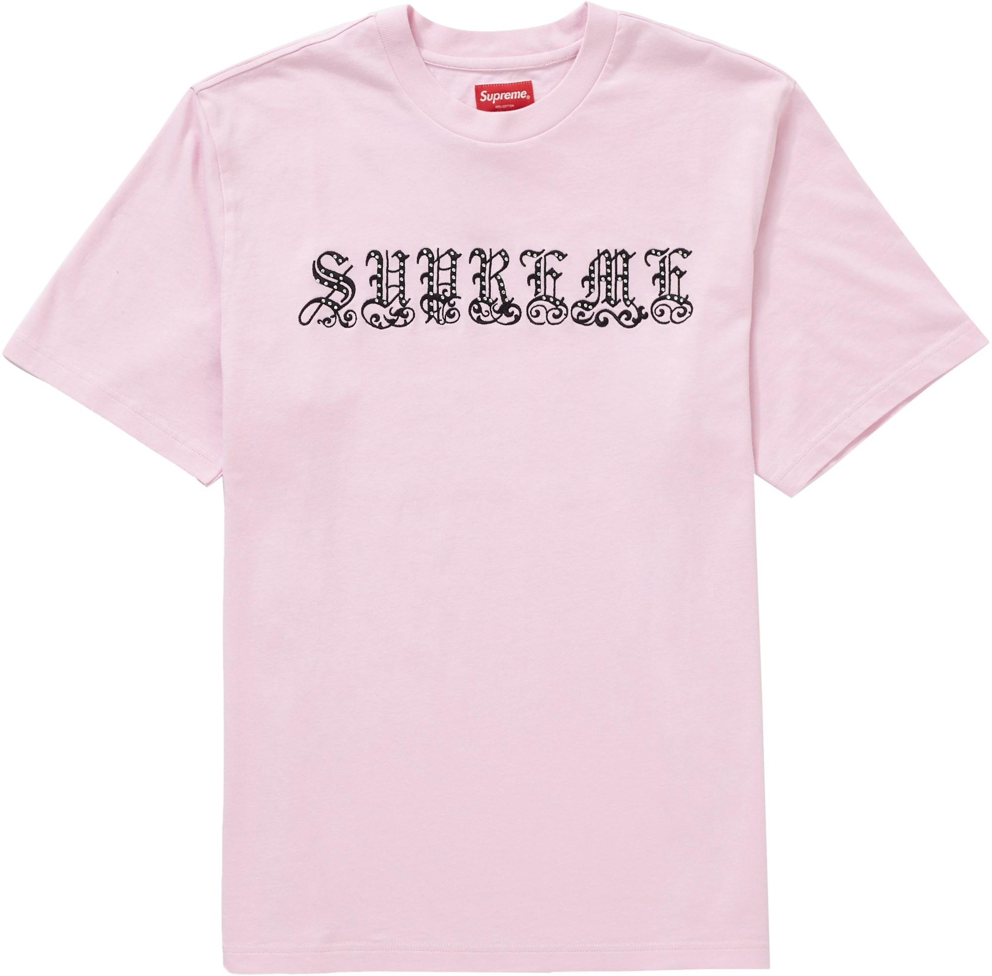 Supreme Old English Rhinestone S/S Top Light Pink - SS21