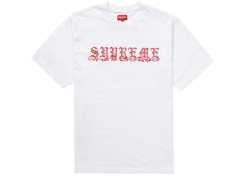 Supreme Old English Rhinestone S/S Top White Men's - SS21 - US