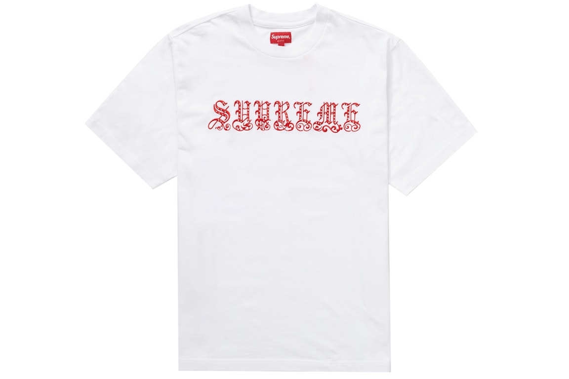 Pre-owned Supreme Old English Rhinestone S/s Top White