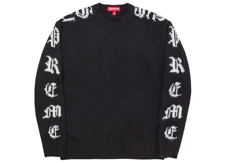 Supreme Old English Sleeves Sweater Black Men's - SS26 - US