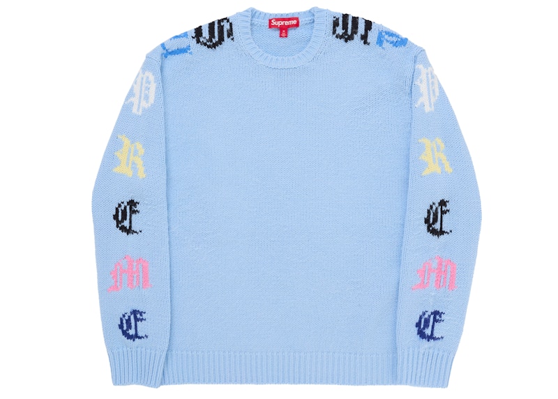 Supreme Old English Sleeves Sweater Light Blue Men's - SS26 - US