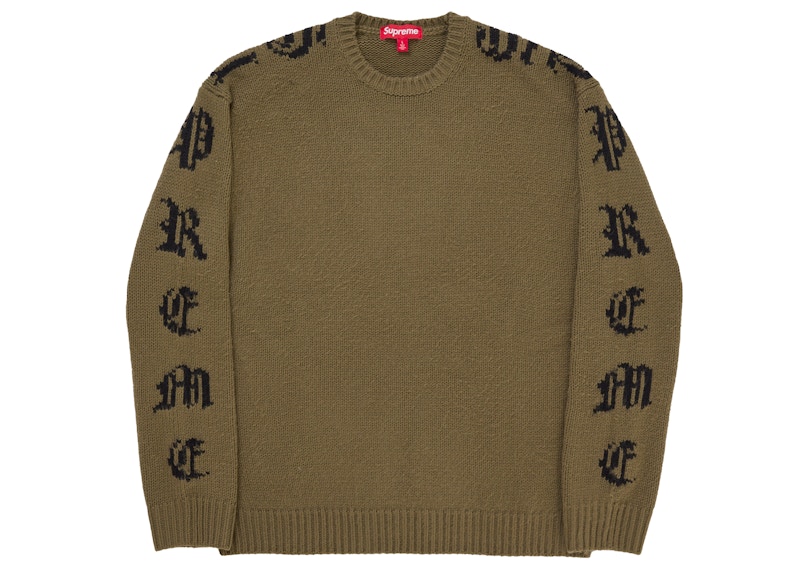 Supreme Old English Sleeves Sweater Olive Men's - SS26 - US